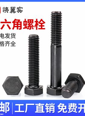 包邮8.8级全牙外六角螺栓M4MM14M16M18M20M42碳钢黑色六角头螺丝