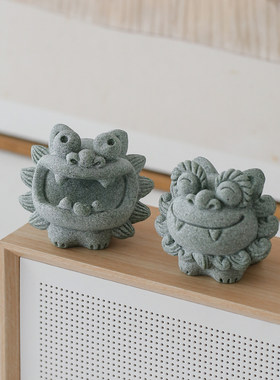 国潮石狮子小号桌面装饰吉祥物摆件创意微景观盆景鱼缸造景摆设