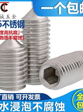 M3M4-M8M10无头螺丝不锈钢316尖端机米紧定螺丝钉*6x8x16x25x30mm