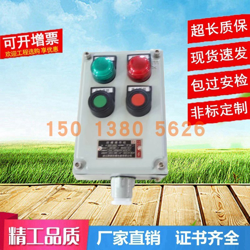 BZC防爆操作柱2灯2钮挂式立LZC就地远程启停电机按钮开关盒控制箱