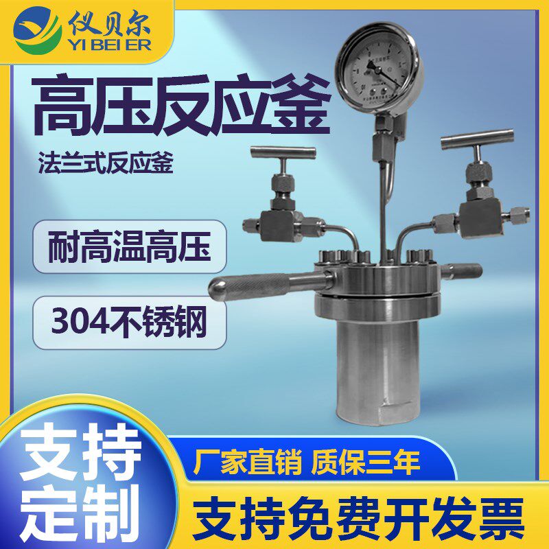 高压高温反应釜压力表法兰式密封不漏气不锈钢闷罐防爆实验室定制