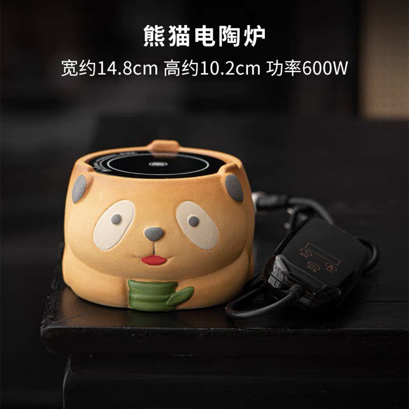 萌猫罐罐围炉煮茶k套装粗陶提梁壶电碳两用茶具炭炉可干烧壶烤火