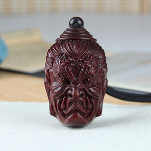 小叶紫檀木雕工艺品手工q雕刻佛魔一念之间手把件佛头吊坠手玩把