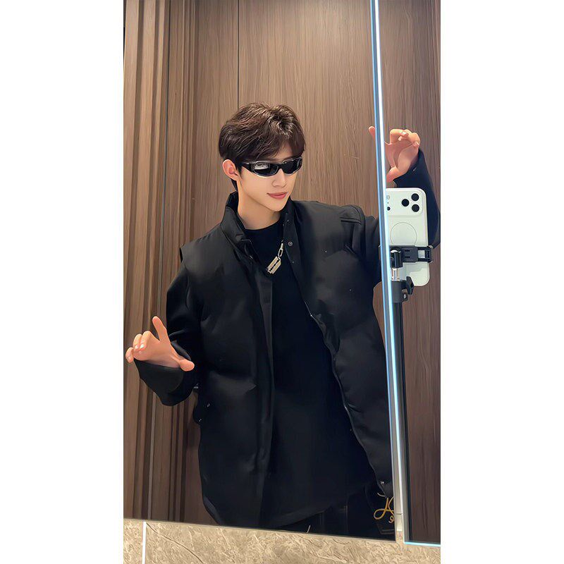 运动叠穿立领马夹男女百搭纯色外套短款棉马甲秋冬无袖外穿背心潮