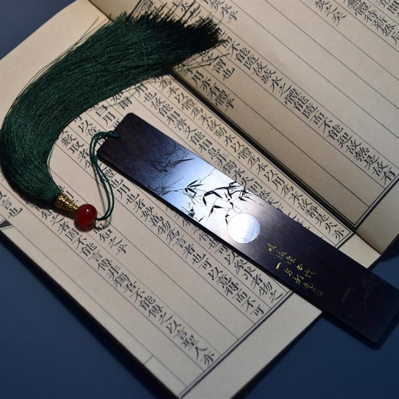 紫檀木书签嵌f贝书签定制刻字中国风送老外出国小礼物精致定制刻