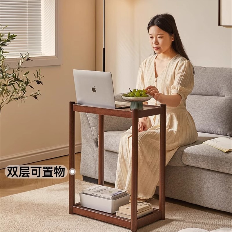沙发边几小推车可移动茶几小w户型实木窄边柜茶水柜迷你茶台置物