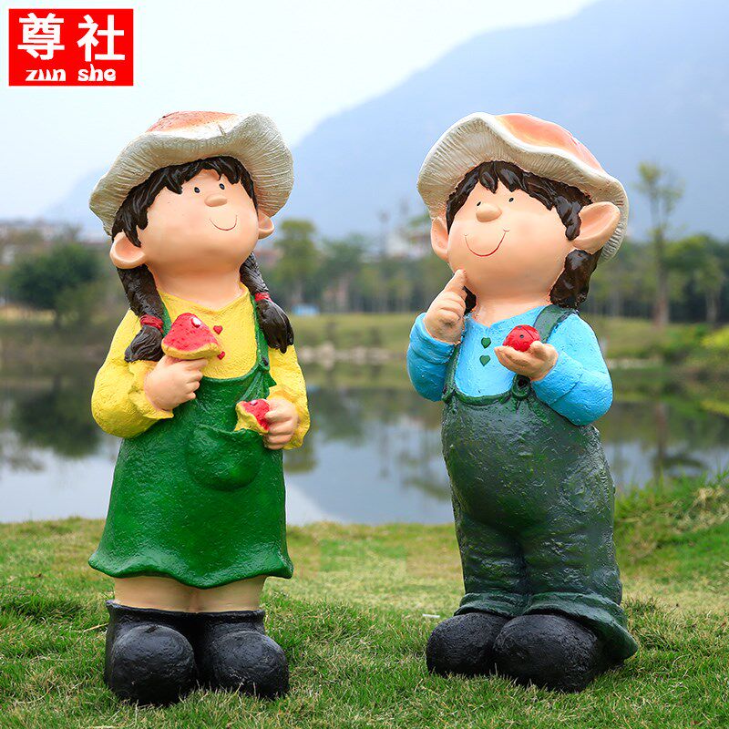 卡通小孩人d物雕塑户外花园庭院售楼处幼儿园装饰样摆件板房工艺