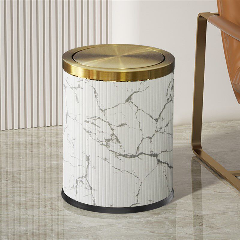 新中式摇盖垃圾桶j金属家用客厅化妆室带盖子高档欧式大小号厕所