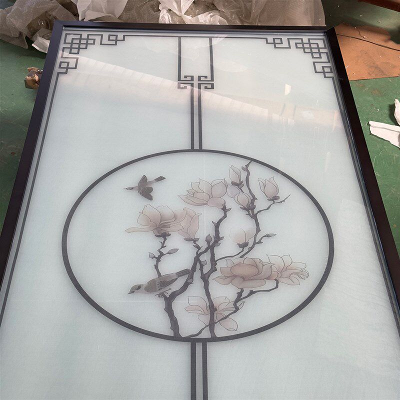 现代简约客厅艺术玻璃玄关电视背A景墙装饰不锈钢夹娟玻璃隔断屏