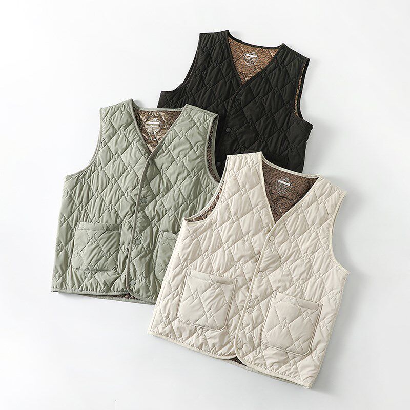 冬季羊毛保暖马甲外穿情侣款加绒双兜保暖背心男女内搭坎肩马夹