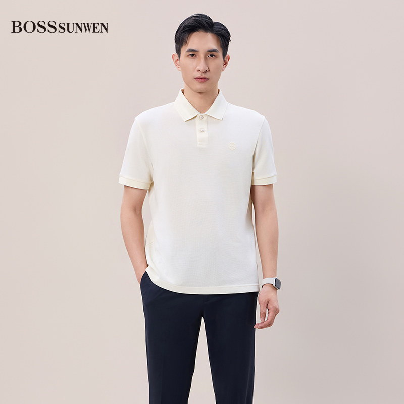 BOSSSUNWEN博斯绅威男士短袖T恤夏季新款翻领休闲百搭POLO衫图片