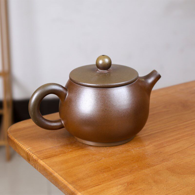 柴烧汉瓦壶 纯柴烧裸烧自然落灰广西坭L兴陶茶具 230cc