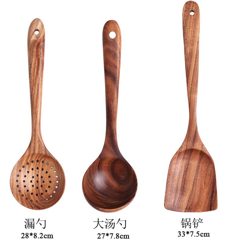 小蔦居 家用实木锅铲厨具套装y 厨房炒菜木铲不粘锅铲木质汤勺漏