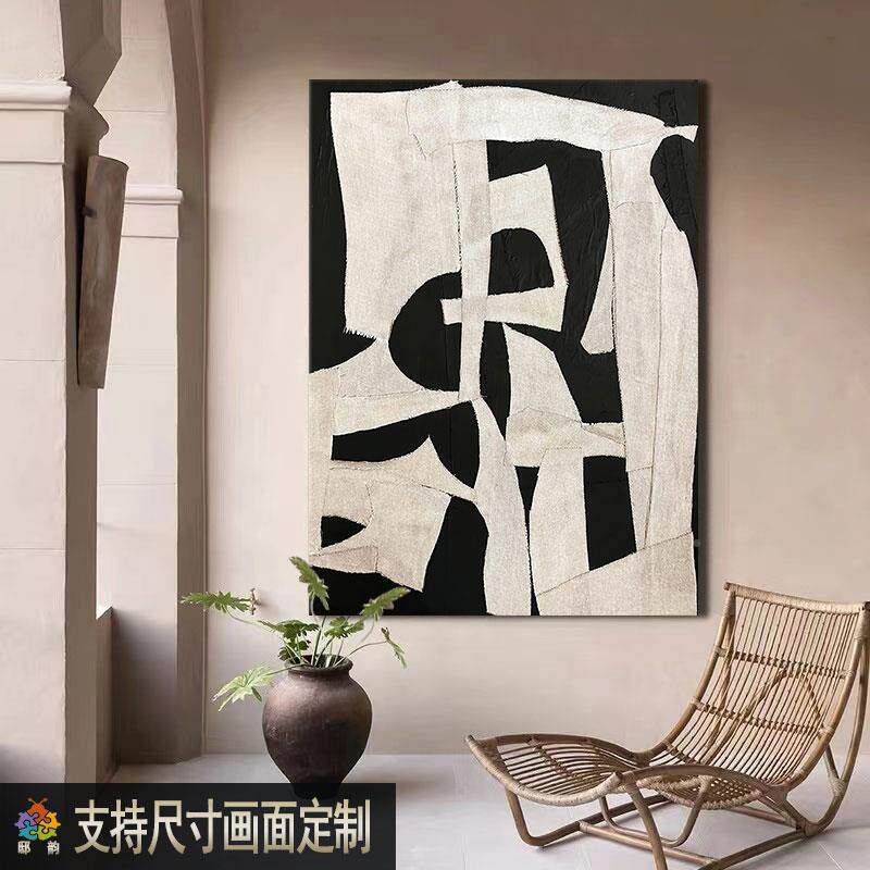 侘日寂风寂c定风酒店装饰画面挂客厅无框墙壁画式寂侘风玄关宅画