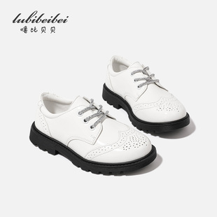 男童皮鞋白c色2023春秋新款黑色英伦风花童单鞋学生软底儿童演出