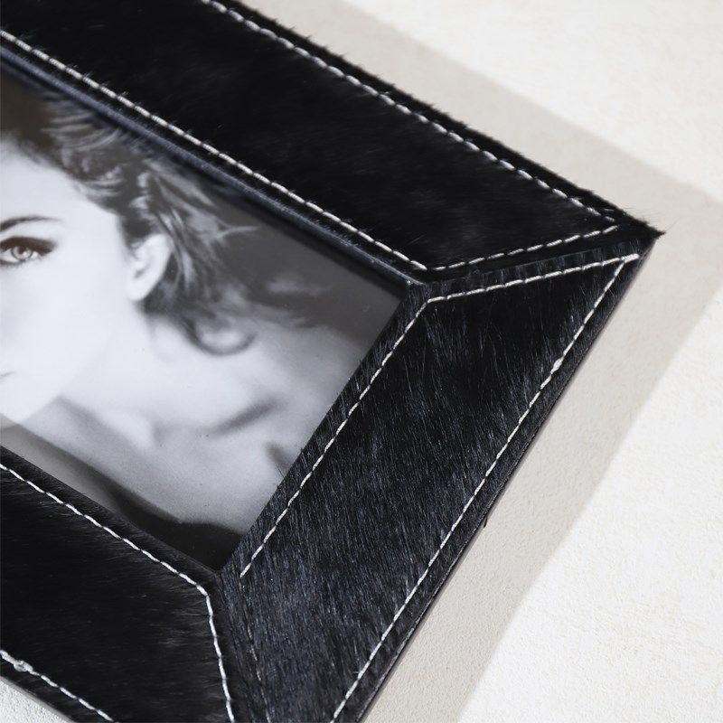 欧式简约黑色马毛相框样板房酒店家居客厅装饰Q摆件床头柜摆放画