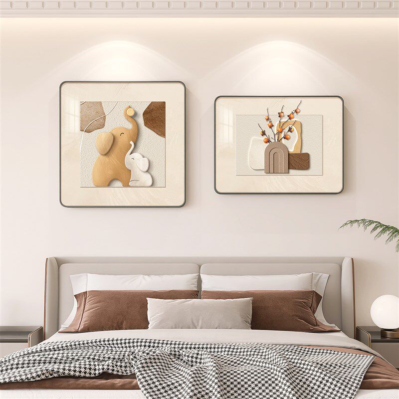 奶油风卧室床头装饰画q现代简约房间主卧挂画免打孔高级感餐厅壁