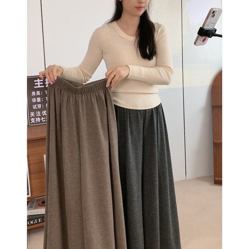 巨好看韩系温柔感秋冬穿搭糯软垂感百搭裙裤阔腿裤女裤子2025新款