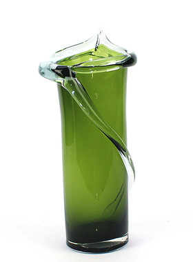 绿色转运竹手工吹制玻璃花瓶 家居饰品玄关台面摆件 X富贵竹插花