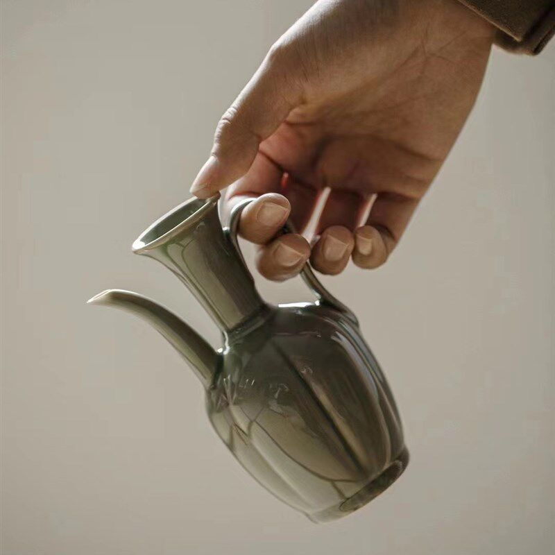宋韵青瓷温酒器执壶小号秘色瓷茶杯茶盏越K窑茶托主人杯品茗杯酒