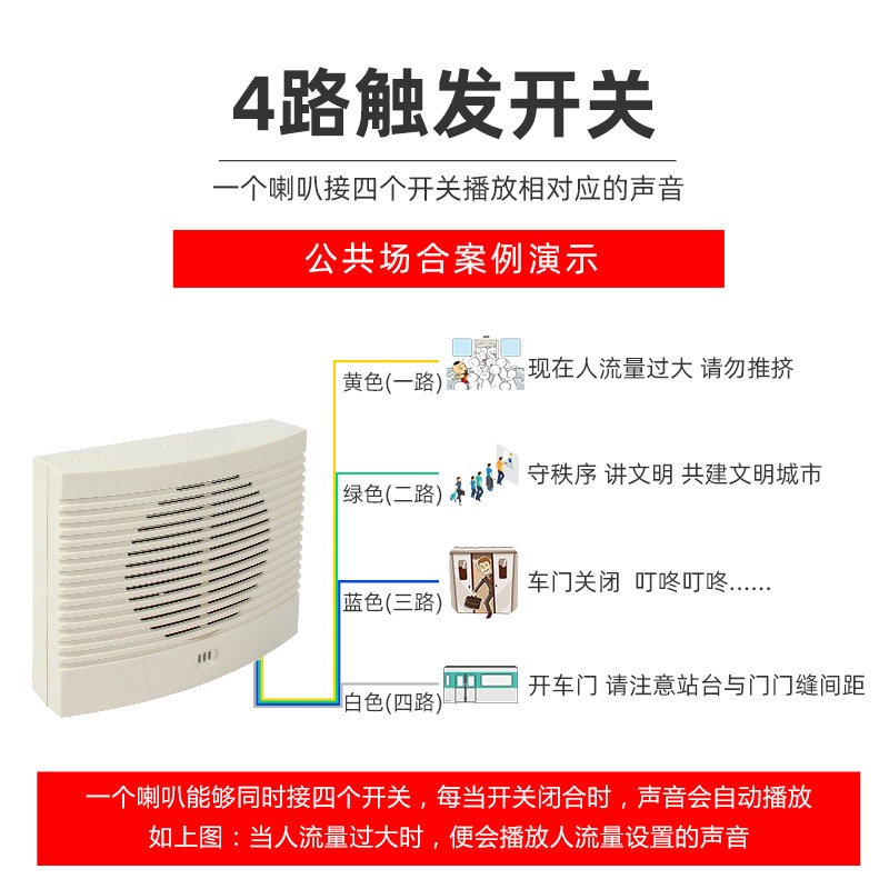 多路语音提示器定制语音12v小喇叭24v录制换声音语R音播报器YX907