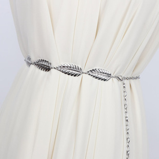 春夏季连衣裙腰链女士金属树叶网红链条腰带简约百搭配裙子衬衣细