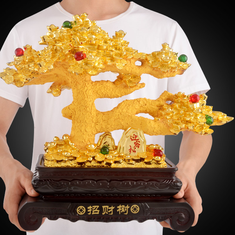 招财发财树摇钱树摆件公s司店铺饭店前台收银台工艺品摆设开业礼