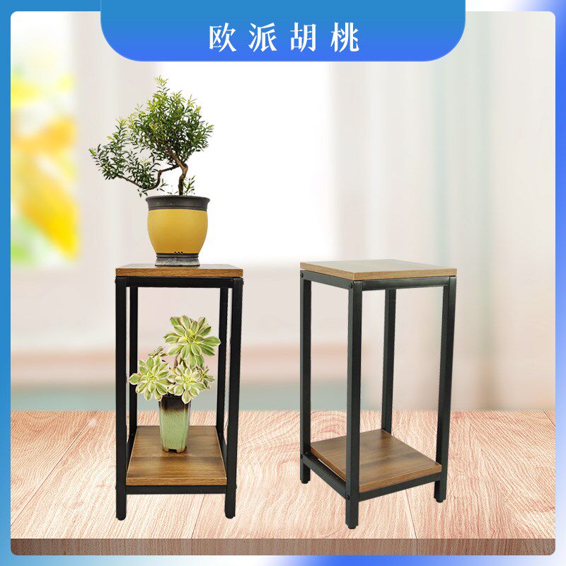 花架置物架金属j铁艺简约现代阳台室内客厅落地式实木多层花盆架