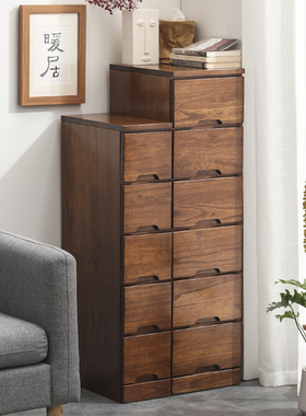 25/30cm实木夹角缝隙储物柜子抽屉式收纳柜P木质客厅边柜窄五斗柜