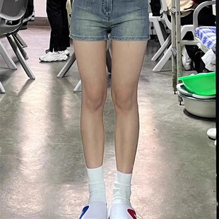 梨形身材微胖女生辣妹短裤女加大码高腰弹力显瘦紧身包臀牛仔热裤