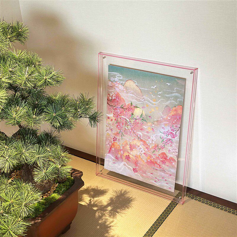 春季新款《忽逢桃花林》中式拼图500片丝绒触感Q 52x38cm