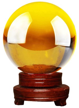 黄色白水晶球摆i件天然绿紫蓝粉红色透明玻璃球招财大小号家居饰