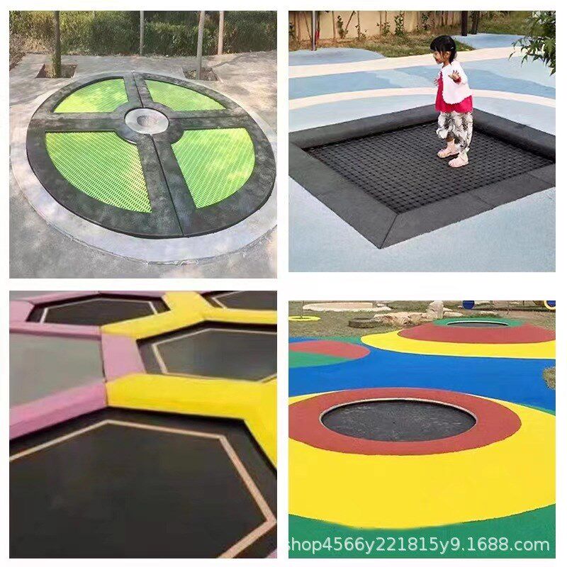 户外儿童埋地面蹦床景区小t区游乐场设备圆形弹跳床健身室外蹦蹦