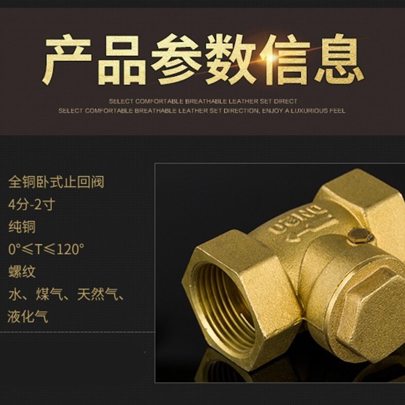 单向阀 全铜卧式止回阀 逆止阀止水阀水表水泵防逆流阀DN15 20 25