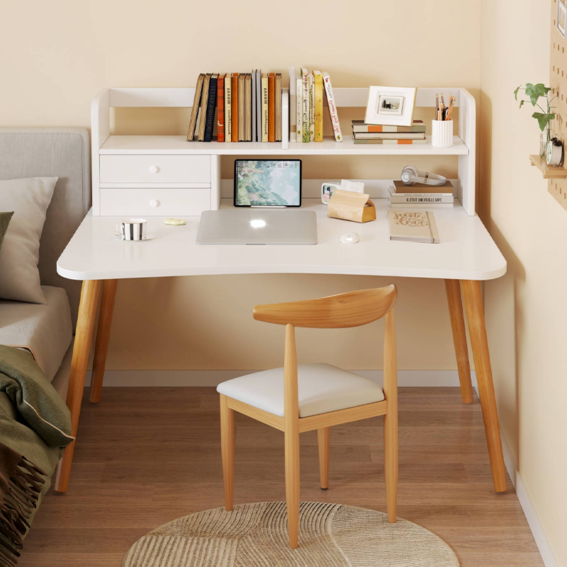 书桌书架一体家用电脑桌简易出租屋办公桌小学生卧室学习写字桌子