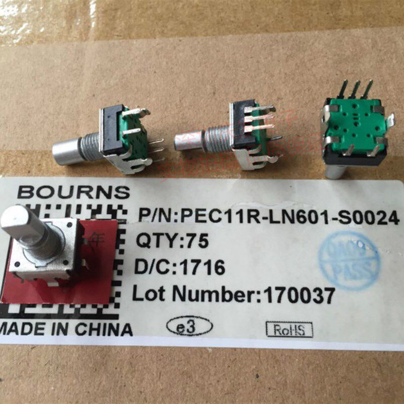 BOURNS360旋转音响车载24位 柄长15MM 金属轴带开关旋转编码器