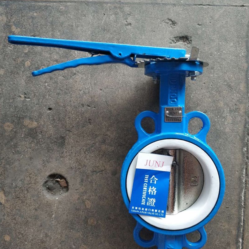 D71F-16手柄对夹蝶阀 不锈钢四氟手动碟阀DN50 65 80 100 125 150
