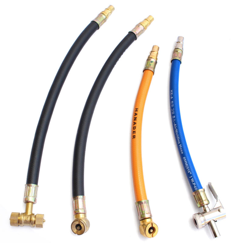 轮胎打气嘴带表双头摩托车单车真空胎加气管快速加气咀两用充气杆