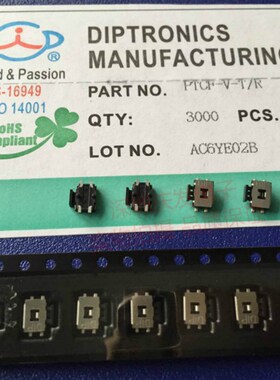 PTCF-V-T/R台湾圆达DIP 中乌龟按键轻触开关贴片4脚带柱3.5*4.7MM