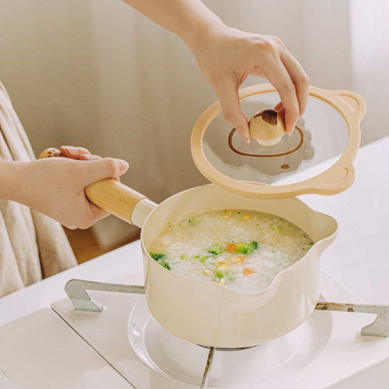 树可可小熊辅食锅家用宝宝婴儿不粘锅小泡面锅电磁炉迷你汤锅奶锅