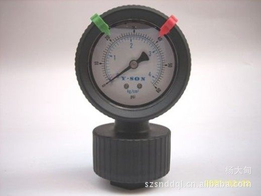 Y-SON隔膜压力表PCB塑料耐腐蚀PP4分内牙PT1/2电镀设备压力表6KG5