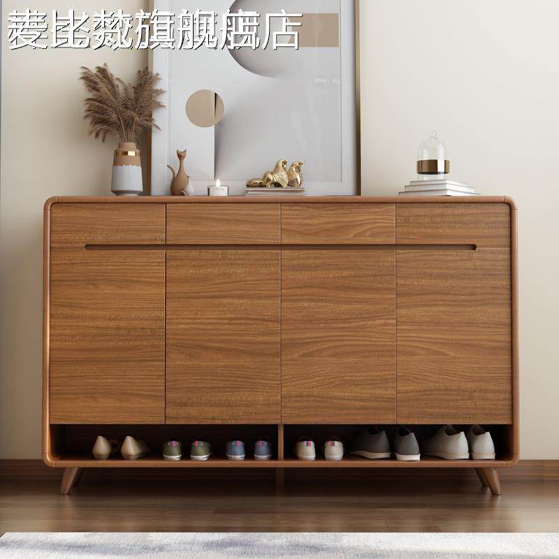 麦比梵新中式全实木家用门口鞋柜客厅玄关柜大容量入户隔断柜小户型收