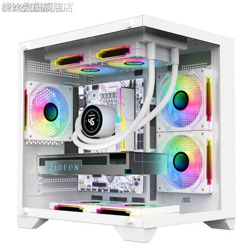 麦比梵无立柱海景房M壳INI电脑机箱 台 式机matx全侧透明diy外it白x-色摆件饰品床笠拉车