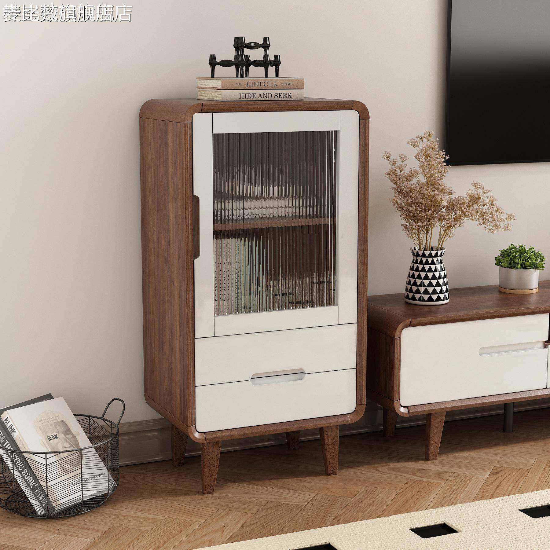 麦比梵全实木电视边柜新中式立柜2025新款现代简约家用客厅侧边柜