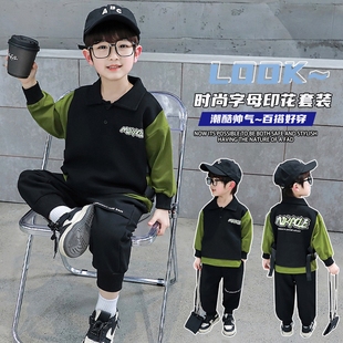 男童春秋冬卫衣套装2025新款小童痞帅洋气男宝工装两件套潮
