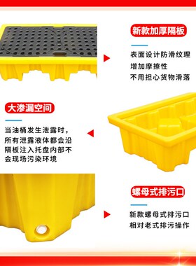 两桶防渗漏防泄漏托盘油桶危化品塑料盛漏防漏P平台防泄露二次容