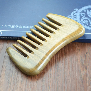 实用礼物头部经络按摩梳绿檀木刻字木梳大K齿宽齿家用梳子头皮按