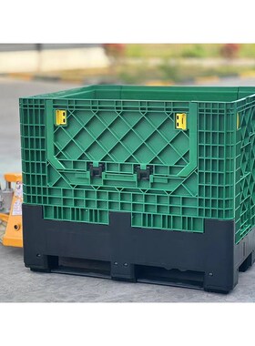 1210折叠塑料卡板箱 立库封闭物C流箱 叉车托盘货架工业周转箱新