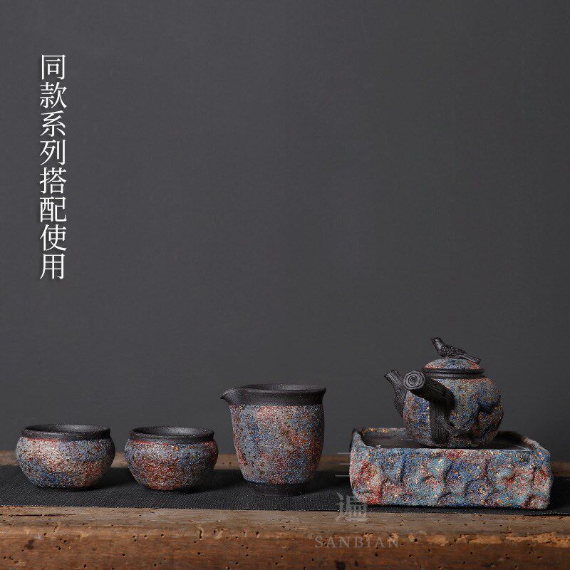 高越手作粗陶岩矿单杯o茶碗陶瓷品茗杯茶杯日式茶盏主人杯功夫茶