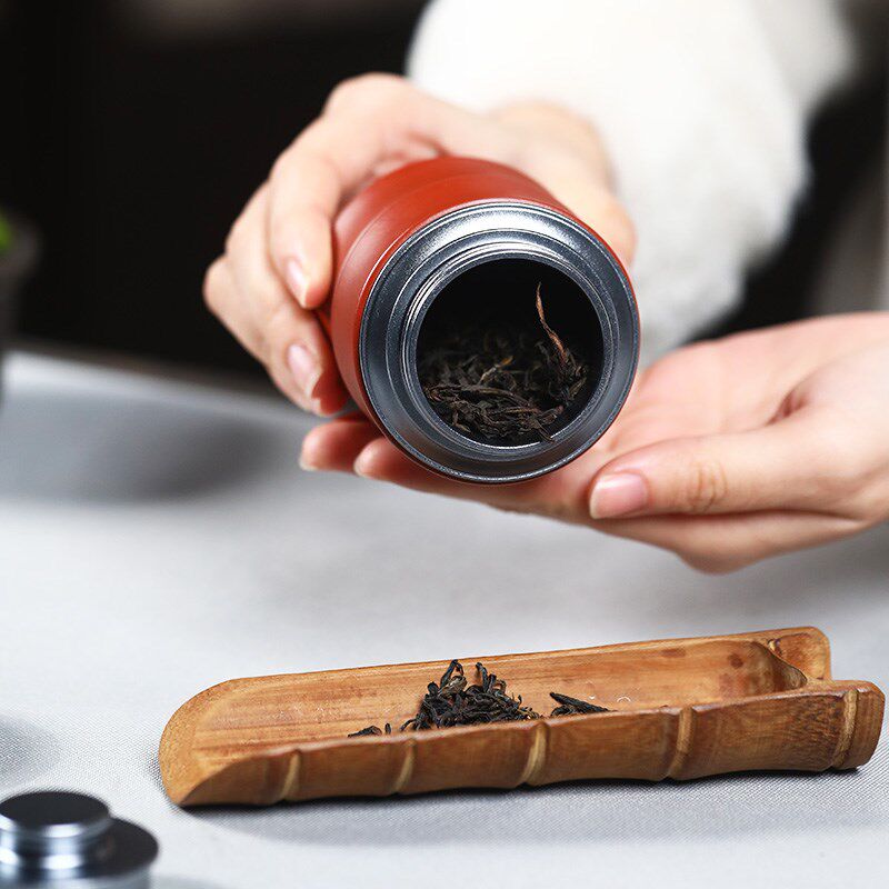 茶叶罐宜兴紫砂小号随行密封罐z普洱散茶罐精致锡盖存茶外出送礼